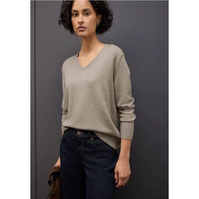 Street One Kuscheliger V-Neck Pullover - Beige - Damen Street One Kuscheliger V-Neck Pullover - Beige - Damen