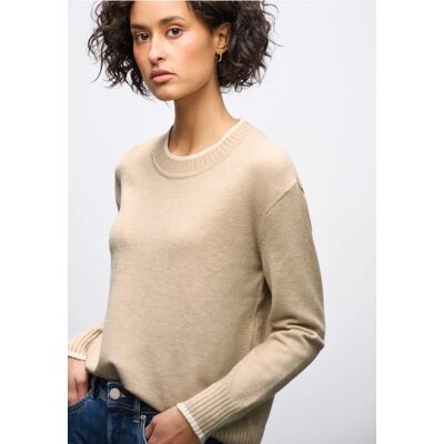 Street One Pullover mit Kontrastdetails - Beige - Damen Street One Pullover mit Kontrastdetails - Beige - Damen