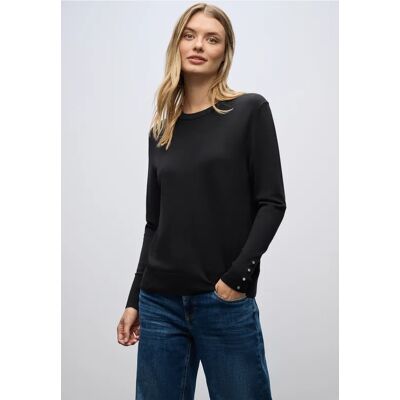 Street One Pullover mit Knopfdetail - Schwarz - Damen Street One Pullover mit Knopfdetail - Schwarz - Damen