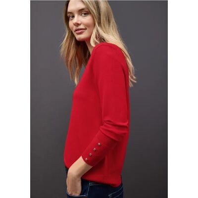 Street One Pullover mit Knopfdetail - Rot - Damen Street One Pullover mit Knopfdetail - Rot - Damen