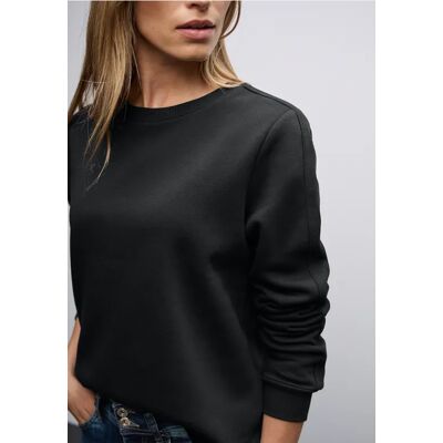 Street One Sweatshirt mit Rippdetail - Schwarz - Damen Street One Sweatshirt mit Rippdetail - Schwarz - Damen