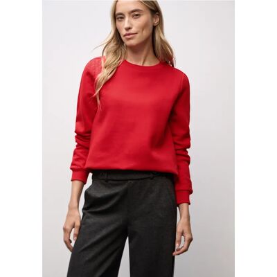 Street One Sweatshirt mit Rippdetail - Rot - Damen Street One Sweatshirt mit Rippdetail - Rot - Damen