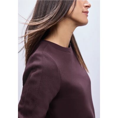 Street One Sweatshirt mit Rippdetail - Rot - Damen Street One Sweatshirt mit Rippdetail - Rot - Damen
