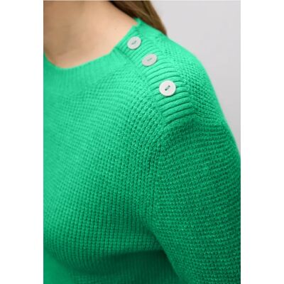 Street One Pullover mit Knopfdetail - Grün - Damen Street One Pullover mit Knopfdetail - Grün - Damen