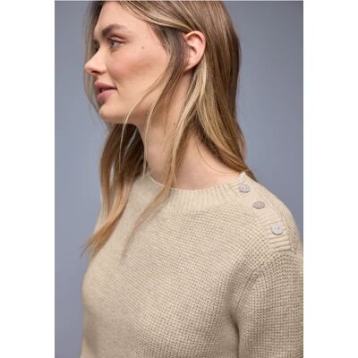 Street One Pullover mit Knopfdetail - Beige - Damen Street One Pullover mit Knopfdetail - Beige - Damen