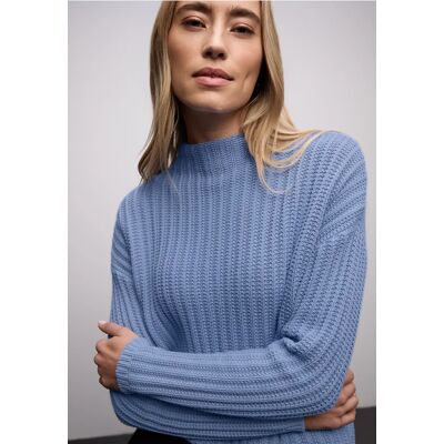 Street One Turtleneck Strukturpullover - Blau - Damen Street One Turtleneck Strukturpullover - Blau - Damen