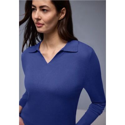 Street One Pullover mit Polokragen - Blau - Damen Street One Pullover mit Polokragen - Blau - Damen