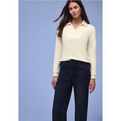 Street One Sweatshirt mit Kragen - Beige - Damen Street One Sweatshirt mit Kragen - Beige - Damen