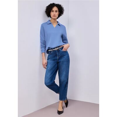 Street One Sweatshirt mit Kragen - Blau - Damen Street One Sweatshirt mit Kragen - Blau - Damen