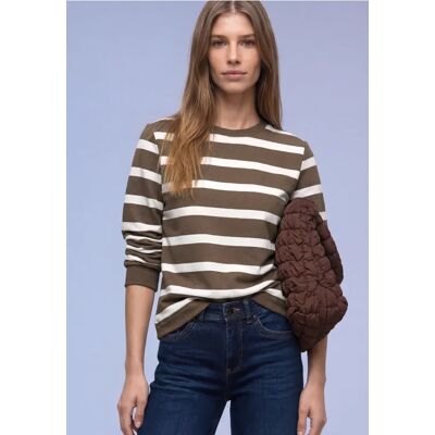 Street One Gestreiftes Sweatshirt - Braun - Damen Street One Gestreiftes Sweatshirt - Braun - Damen
