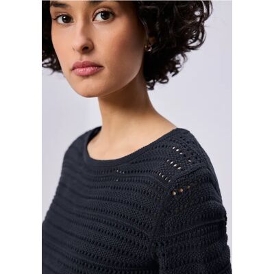 Street One Langarm Pullover mit U-Boot-Ausschnitt - Blau - Damen Street One Langarm Pullover mit U-Boot-Ausschnitt - Blau - Damen