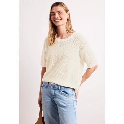 Street One Kurzarm Pullover mit Mesh-Struktur - Beige - Damen Street One Kurzarm Pullover mit Mesh-Struktur - Beige - Damen