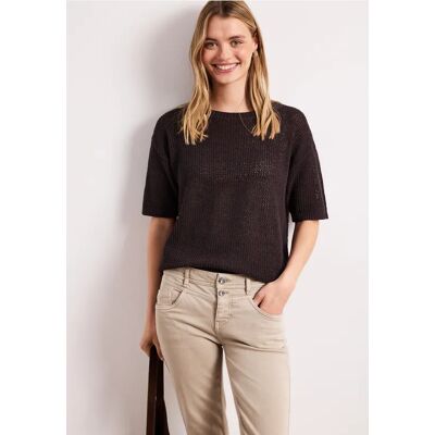 Street One Kurzarm Pullover mit Mesh-Struktur - Braun - Damen Street One Kurzarm Pullover mit Mesh-Struktur - Braun - Damen