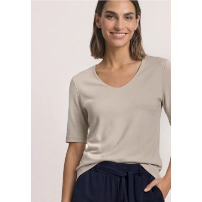 Street One Basic T-Shirt mit blickdichter Front - Beige - Damen Street One Basic T-Shirt mit blickdichter Front - Beige - Damen