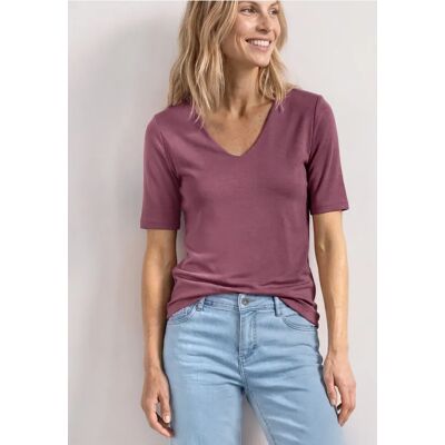 Street One Basic T-Shirt mit V-Neck in Unifarbe - Rosa - Damen Street One Basic T-Shirt mit V-Neck in Unifarbe - Rosa - Damen