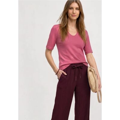 Street One Basic T-Shirt mit V-Neck in Unifarbe - Pink - Damen Street One Basic T-Shirt mit V-Neck in Unifarbe - Pink - Damen