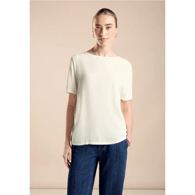 Street One Materialmix T-Shirt - Weiß - Damen Street One Materialmix T-Shirt - Weiß - Damen