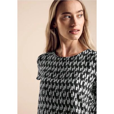 Street One Materialmix-T-Shirt - Schwarz - Damen Street One Materialmix-T-Shirt - Schwarz - Damen