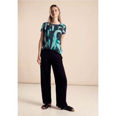 Street One Materialmix-T-Shirt - Grün - Damen Street One Materialmix-T-Shirt - Grün - Damen