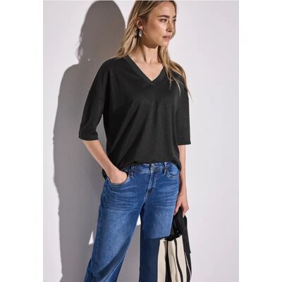 Street One V-Neck T-Shirt - Schwarz - Damen Street One V-Neck T-Shirt - Schwarz - Damen