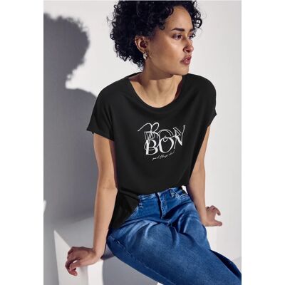 Street One T-Shirt mit Wording - Schwarz - Damen Street One T-Shirt mit Wording - Schwarz - Damen