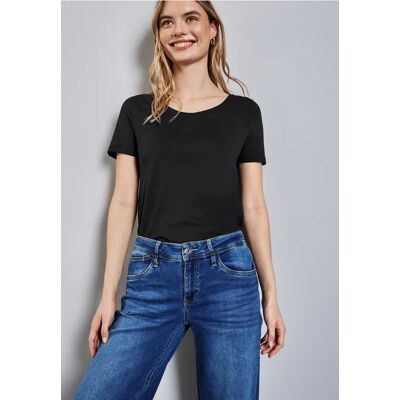 Street One Basic T-Shirt in Unifarbe - Schwarz - Damen Street One Basic T-Shirt in Unifarbe - Schwarz - Damen