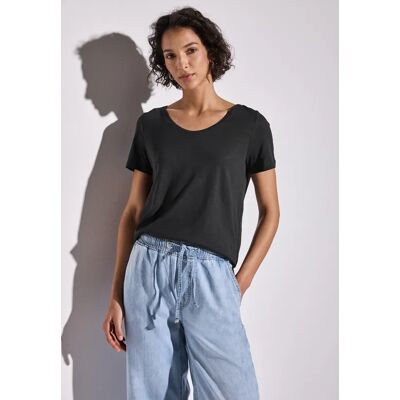 Street One Basic T-Shirt in Unifarbe - Grau - Damen Street One Basic T-Shirt in Unifarbe - Grau - Damen