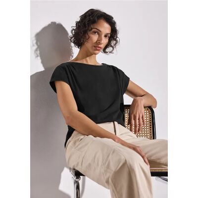 Street One Shirt mit Raffung - Schwarz - Damen Street One Shirt mit Raffung - Schwarz - Damen