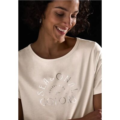 Street One T-Shirt mit Wording - Beige - Damen Street One T-Shirt mit Wording - Beige - Damen