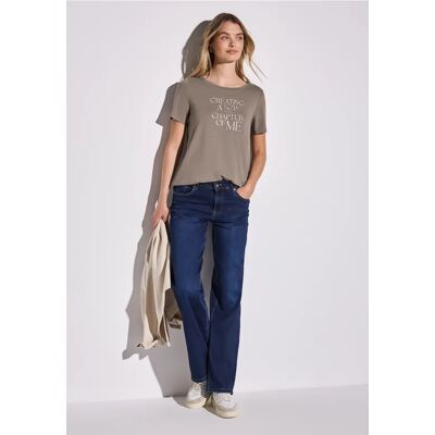 Street One T-Shirt mit Wording Print - Braun - Damen Street One T-Shirt mit Wording Print - Braun - Damen