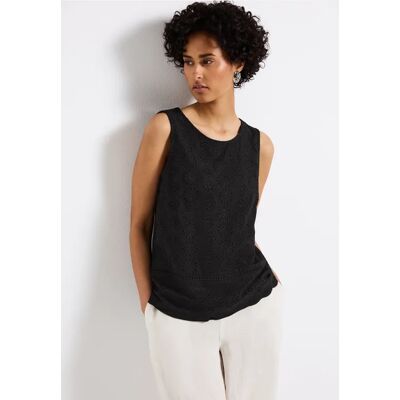 Street One Top mit Zierstickerei - Schwarz - Damen Street One Top mit Zierstickerei - Schwarz - Damen