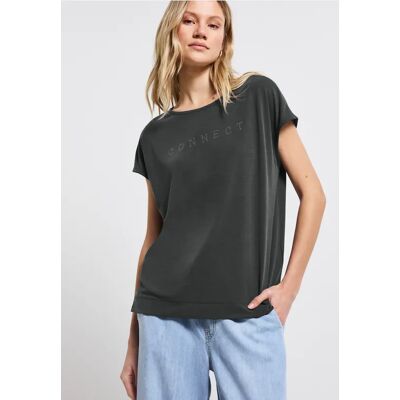Street One Silk-Look Shirt mit Wording - Grau - Damen Street One Silk-Look Shirt mit Wording - Grau - Damen