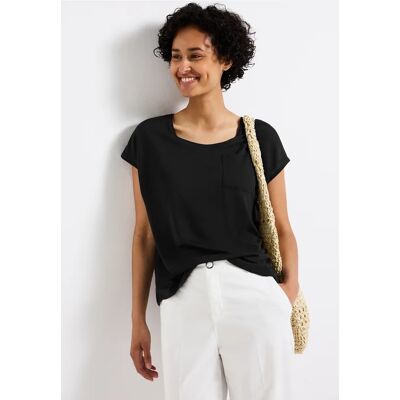 Street One Leinen-Look T-Shirt - Schwarz - Damen Street One Leinen-Look T-Shirt - Schwarz - Damen