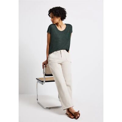 Street One Leinen-Look T-Shirt - Grün - Damen Street One Leinen-Look T-Shirt - Grün - Damen
