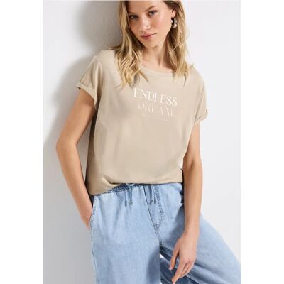 Street One T-Shirt mit Wording - Beige - Damen Street One T-Shirt mit Wording - Beige - Damen