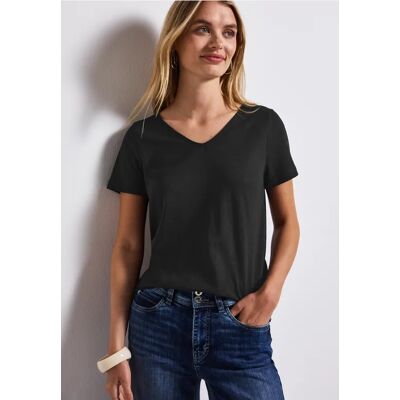 Street One Basic T-Shirt in Unifarbe - Schwarz - Damen Street One Basic T-Shirt in Unifarbe - Schwarz - Damen