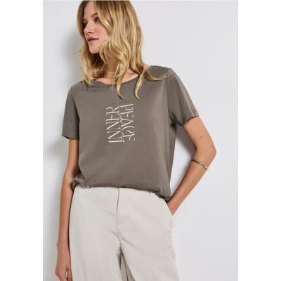 Street One T-Shirt mit Wording Print - Braun - Damen Street One T-Shirt mit Wording Print - Braun - Damen