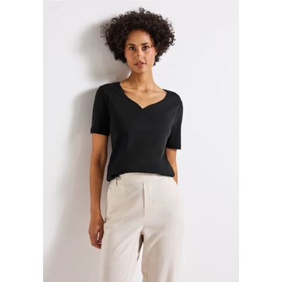 Street One T-Shirt mit Herzausschnitt - Schwarz - Damen Street One T-Shirt mit Herzausschnitt - Schwarz - Damen