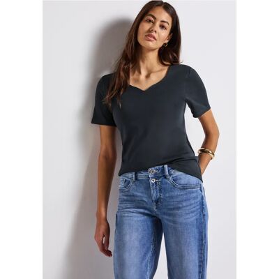 Street One T-Shirt mit Herzausschnitt - Blau - Damen Street One T-Shirt mit Herzausschnitt - Blau - Damen