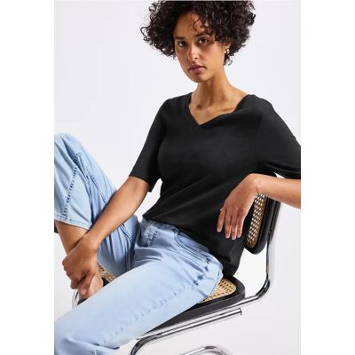 Street One V-Neck T-Shirt - Schwarz - Damen Street One V-Neck T-Shirt - Schwarz - Damen