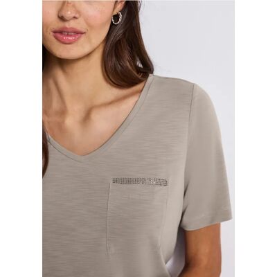 Street One T-Shirt mit Schmuckdetail - Beige - Damen Street One T-Shirt mit Schmuckdetail - Beige - Damen