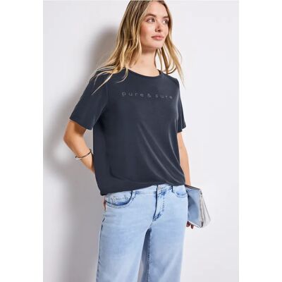 Street One Silk-Look Shirt mit Wording - Blau - Damen Street One Silk-Look Shirt mit Wording - Blau - Damen
