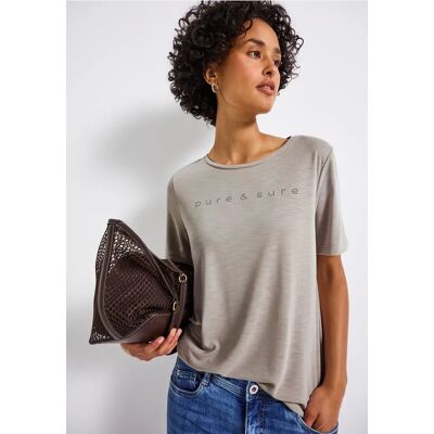 Street One Silk-Look Shirt mit Wording - Beige - Damen Street One Silk-Look Shirt mit Wording - Beige - Damen