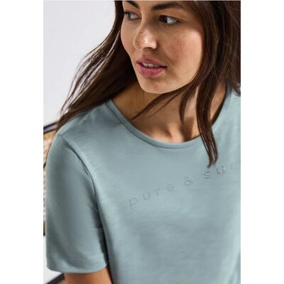 Street One Silk-Look Shirt mit Wording - Blau - Damen Street One Silk-Look Shirt mit Wording - Blau - Damen