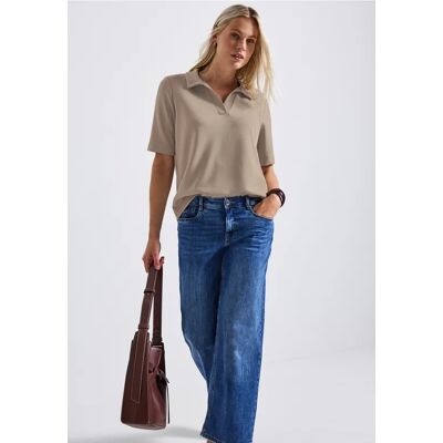 Street One Silk-Look Poloshirt - Beige - Damen Street One Silk-Look Poloshirt - Beige - Damen