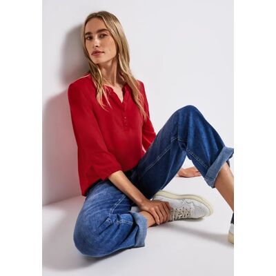 Street One Split Neck Jersey-Shirt - Rot - Damen Street One Split Neck Jersey-Shirt - Rot - Damen