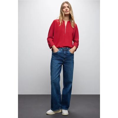 Street One Silk-Look Shirt mit Zipper - Rot - Damen Street One Silk-Look Shirt mit Zipper - Rot - Damen