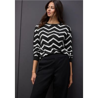 Street One Shirt mit Galonstreifen - Schwarz - Damen Street One Shirt mit Galonstreifen - Schwarz - Damen