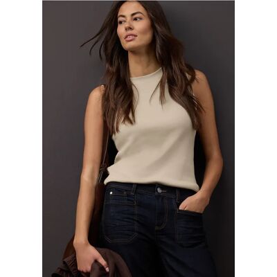 Street One Basic Top mit Rippstruktur - Beige - Damen Street One Basic Top mit Rippstruktur - Beige - Damen