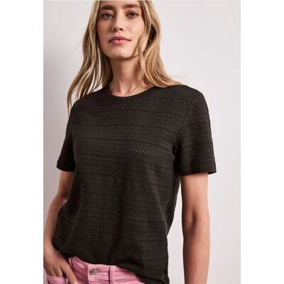 Street One Kurzarm Shirt mit Rundhals aus Spitze - Braun - Damen Street One Kurzarm Shirt mit Rundhals aus Spitze - Braun - Damen